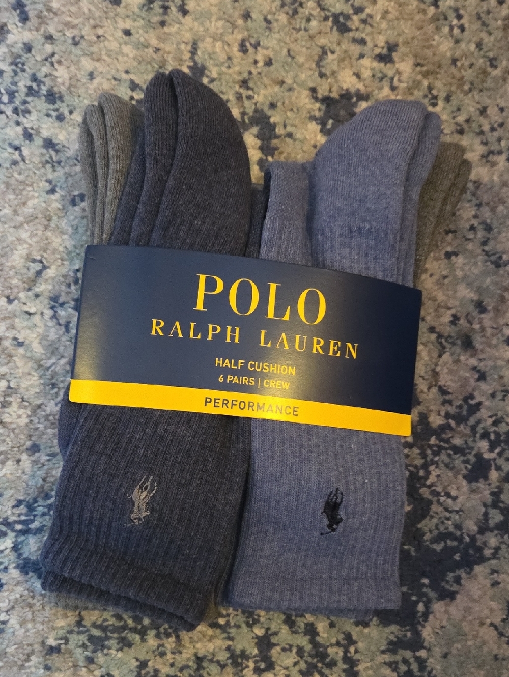 Polo by Ralph Lauren Men's Crew Socks - Blue & Gray (6 Pack)
